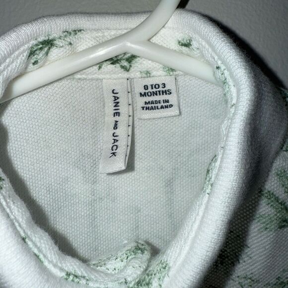 Janie and Jack Baby Tropical Toile Polo Romper Green and White Size 0-3months - Picture 4 of 6